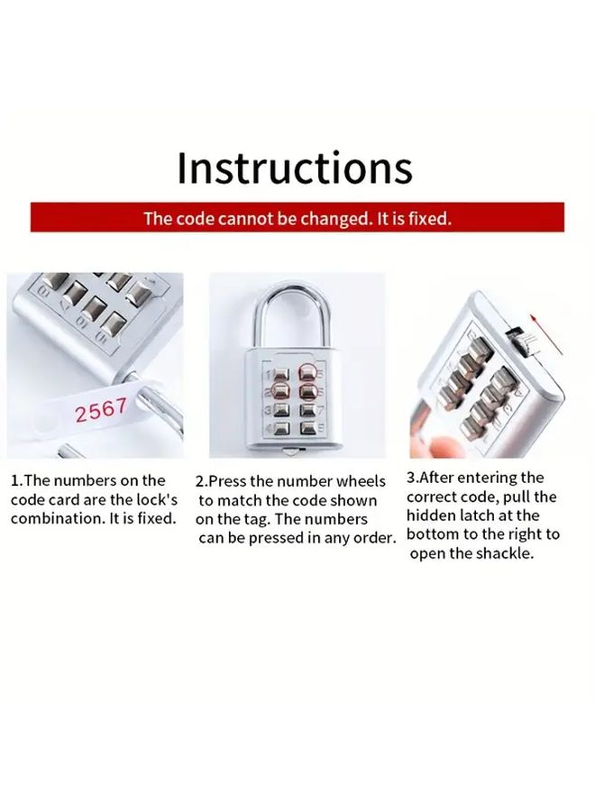 Heavy Duty Silvery 2pcs Combination Padlock 4 Digit for Luggage Bags Cabinets Travel - Image 2