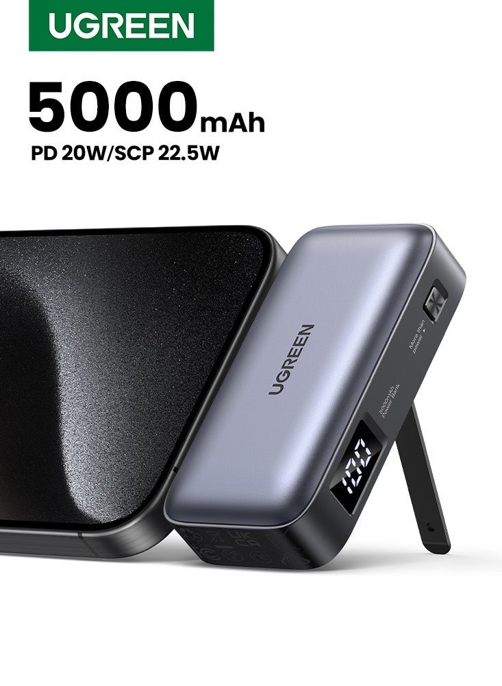 Ugreen 5000 mAh 5000mAh Mini Power Bank With Kickstand PD20W SCP22.5W Fast Charging Portable Charger, Built-in USB-C Plug & Phone Stand, Small Pocket External Battery for iPhone 17 16 Pro Max, Galaxy S26 S25 Ultra, Xiaomi Huawei OPPO 5000mah 22.5W Mini with Stand - Image 1