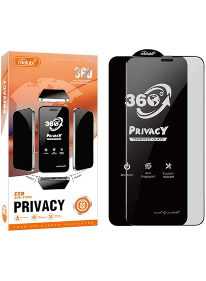 360° Privacy Screen Protector For iPhone 16 Plus , Anti Fingerprint, Anti Static, Horizontal and Vertical Anti-Spy Tempered Glass For iPhone 16 Plus
