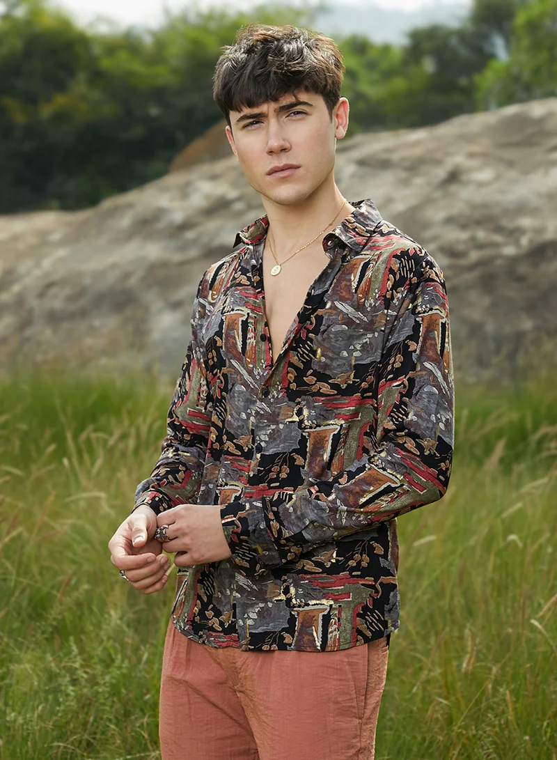Campus Sutra Men's Multicolour Impressionistic Foliage Shirt