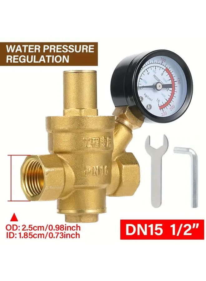 Brass Water Pressure Regulating Valve 3 4 DN20 Adjustable Pressure Gauge - Image 3