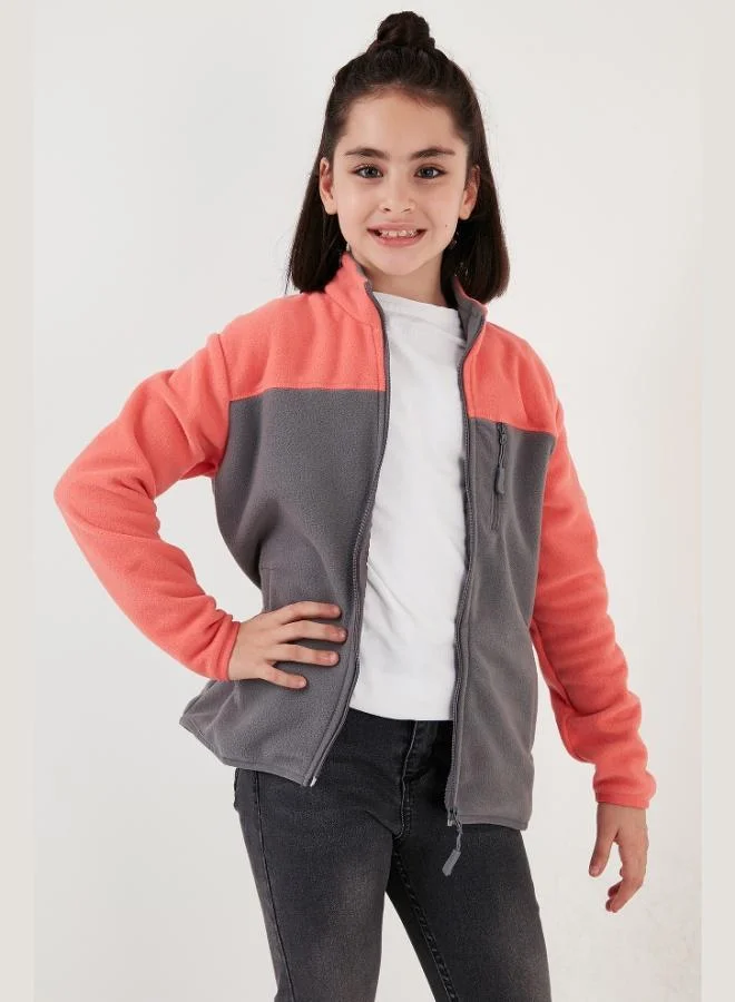 Lela Lela Soft Texture Zippered Color Block Stand Collar Pocket 2-Pack Cardigan Polar Kids POLAR 5905001S2