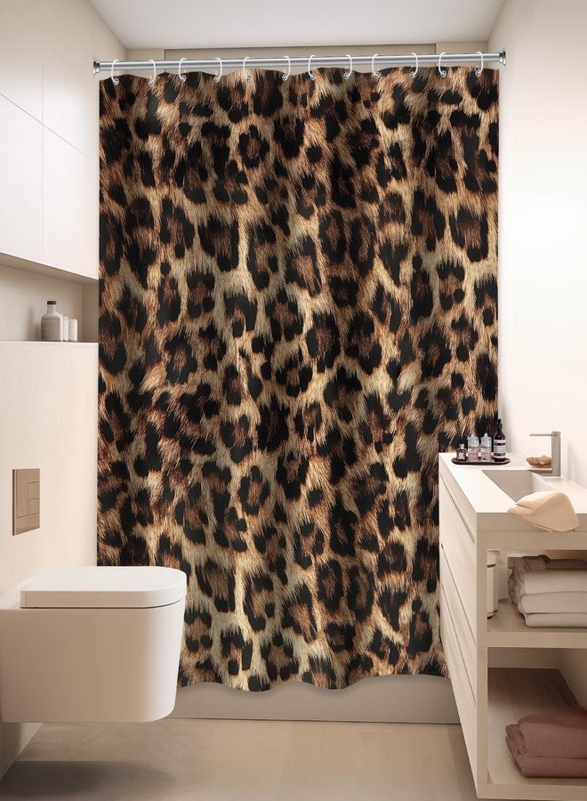 LIGHTINHOME Leopard Print Shower Curtain 60Wx72H Inch Wild Safari Skin Pattern Powerful Cheetah Cat Panthera Black Brown Fur Wildlife Waterproof Bathroom Home Decor 12 Plastic Hooks - Image 4