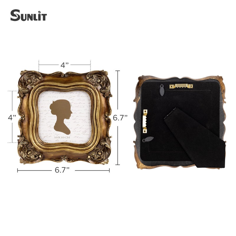 Sunlit إطار الصورة المضاءة بأشعة الشمس 4x4 بوصة فاخرة إطارات مربعة مربعة مع الزجاج الأمامي صورة عرض الجدار الجدار معلقة أفكار الهدايا البرونزية - Image 2