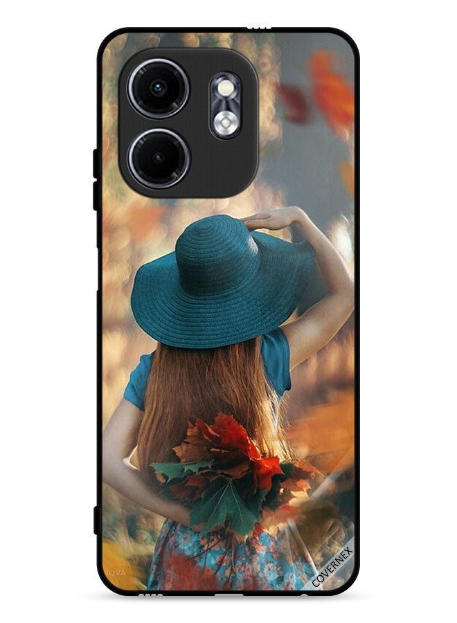 Covernex Infinix Hot 50i 4G Protective Case Cover Hat Girl Hiding Love Leaves - Image 1