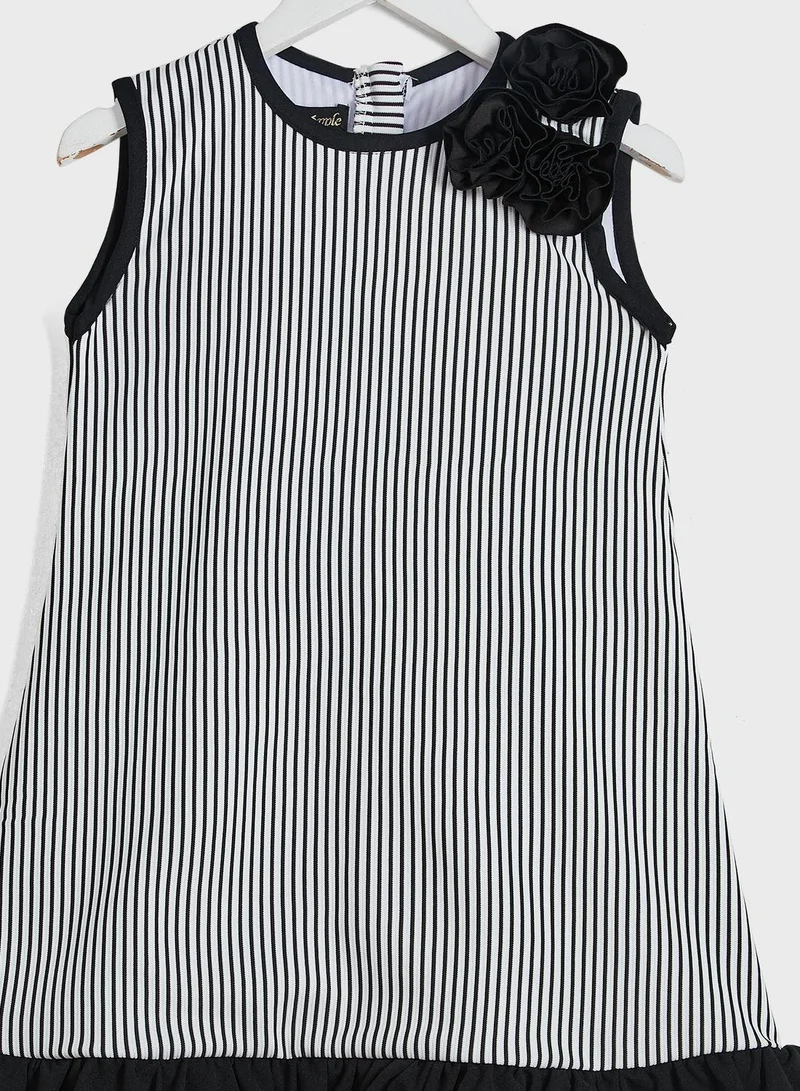 Little Golden Apple Striped Ruffle Dress