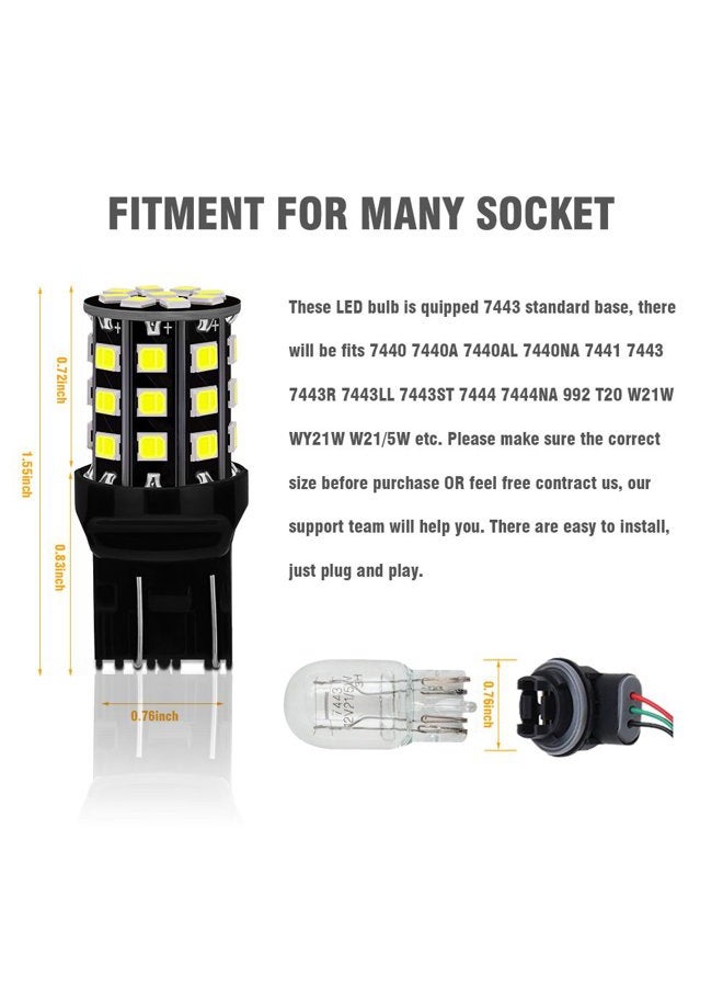 Antline 7443 7440 T20 992 7441 7444 W21W LED Bulbs White, 12-24V Super Bright 1000 Lumens Replacement for Backup Reverse Lights, Tail Brake Lights, Turn Signal Lights (Pack of 4) - Image 4