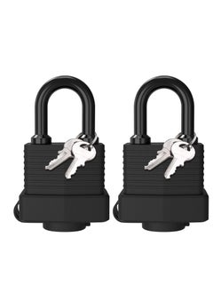 Y&D Security Padlock, 2 Piece Set with 4 Keys Waterproof Padlock Heavy-duty Cut-proof Lock Rubber for Gym Lockers, Garages, Fences, Sheds, Patios, Outdoors and Indoors (black)  - Image 1