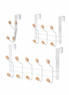 Excefore Over The Door Hooks, Sturdy Metal Over The Door Hanger with Wooden Edge (3 Pcs Set, 20 Hooks)  - Image 1