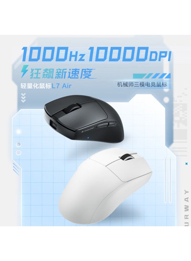 Machenike L7 Air Youth Edition Wireless Mouse Lightweight 55g Tri-mode Bluetooth Wired Type-c Gaming Mouse Medium Palm Ergonomic Office Long Battery Life Symmetric Mouse White