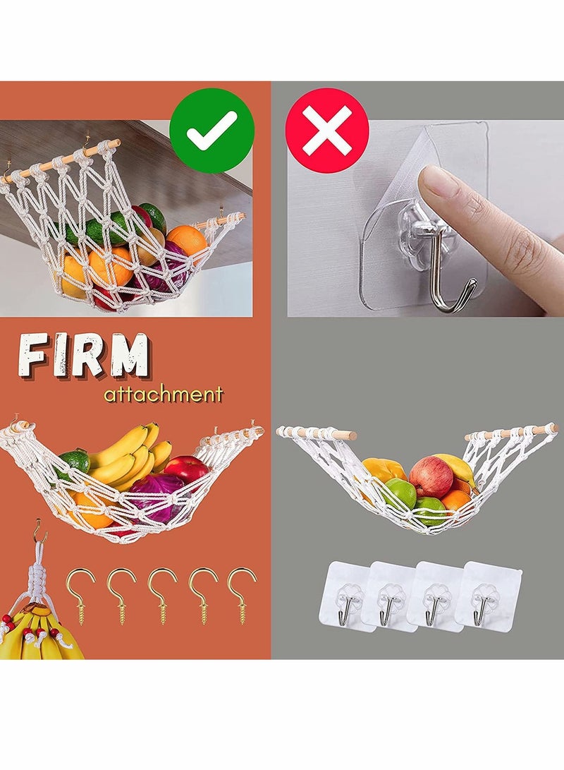 KASTWAVE Hanging Fruit Hammock Fruit Rack Net Fruit Basket Fruit Storage Space Saving With Hooks Suitable For Kitchen Cabinets - Image 2