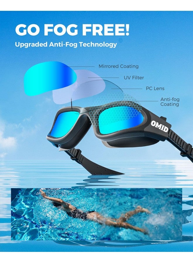 OMID نظارات السباحة P2 Lite نظارات سباحة مريحة مضادة للضباب ومضادة للتسرب وحماية من الأشعة فوق البنفسجية ورؤية واضحة وواضحة للرجال والنساء والشباب البالغين (ذهبي) - Image 2