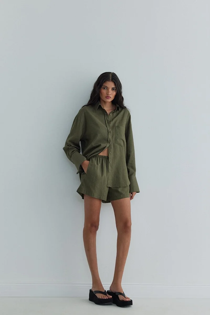 سود كوليكشن Khaki Mild Pocket Basic Shirt