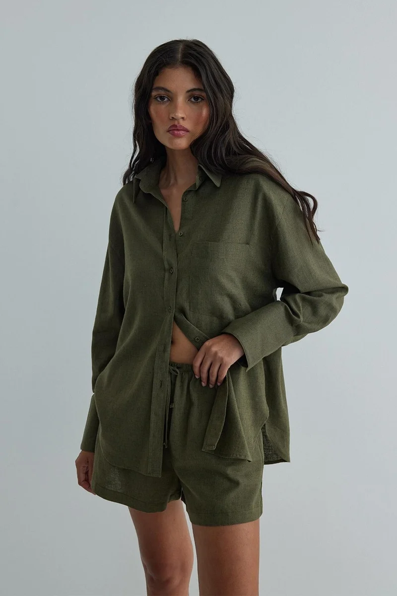 سود كوليكشن Khaki Mild Pocket Basic Shirt