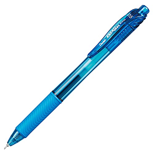 Pentel EnerGel-X Retractable Liquid Gel Pen (0.5mm) Needle Tip, Fine Line, Sky Blue Ink, Box of 12 (BLN105-S) - Image 4