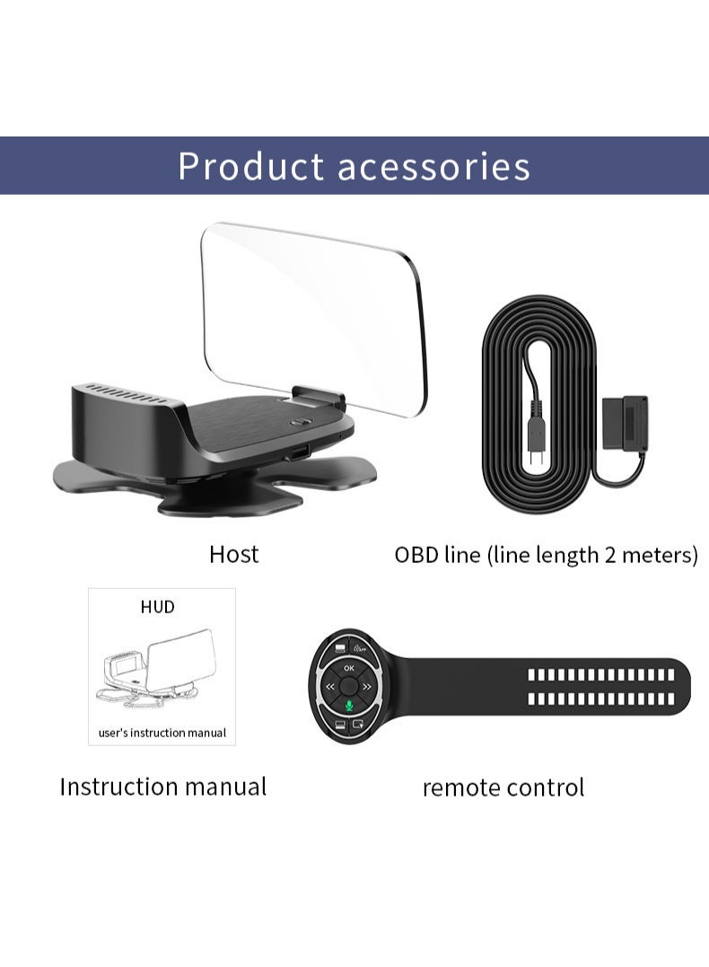 Car Head Up Display HUD with Voice Control, CarPlay & CarLife Support, Adjustable Dashboard Projection Screen - Image 5