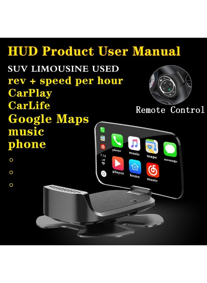 Car Head Up Display HUD with Voice Control, CarPlay & CarLife Support, Adjustable Dashboard Projection Screen - Image 4