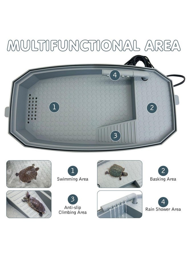 Hamiledyi Small Turtle Tank Kit with Lid Acrylic Turtle Aquarium with Water Pump Basking Platform Bottom Drainage Multi-Function Area Turtle Habitat for Turtles Crabs Crayfish Tortoises - Image 4