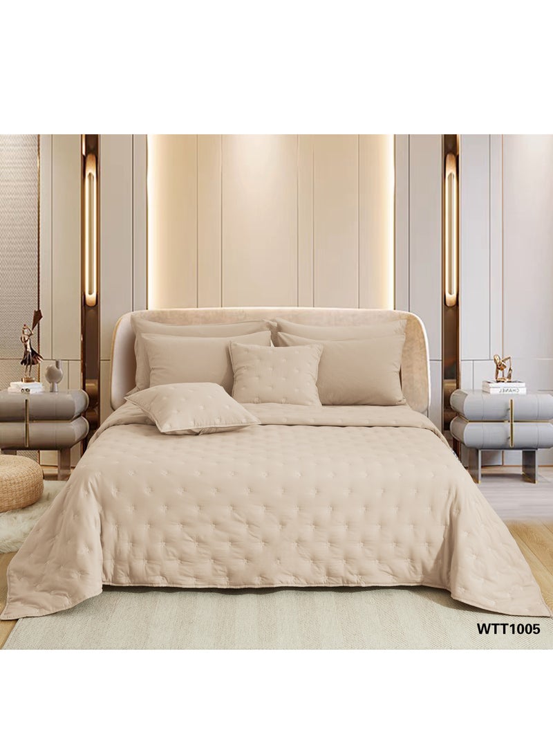 ShinyFlower Quilted Quilt With Dots Washed Cotton 5 pieces Comforter Set 220 x 160cm Single Size - Image 1