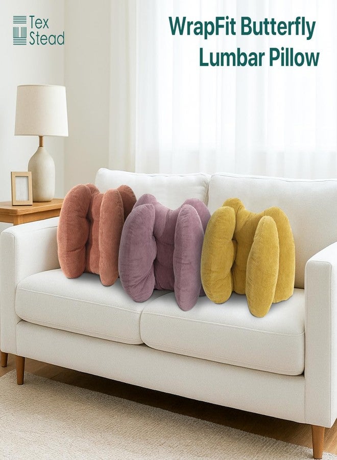 تكستيد وسادة دعم أسفل الظهر من تيكستيد، وسادة دعم الظهر من ثلاثة جوانب للكرسي/الكرسي المريح/الأريكة/السرير، وسادة لتخفيف آلام أسفل الظهر أثناء الجلوس (بنفسجي) - Image 2
