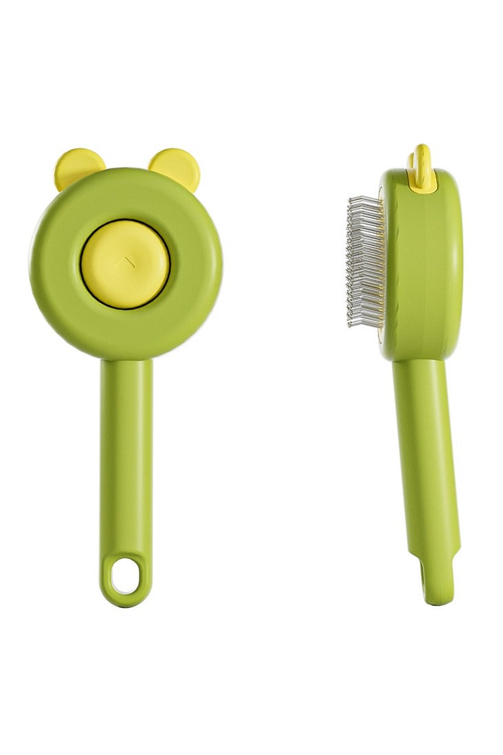 Pet Brush for Cats & Dogs, Self-Cleaning Slicker Brush with Needle-Tip Massage Beads, Easy to Remove Loose Hair & Undercoat, Lovely Heart Series – Green