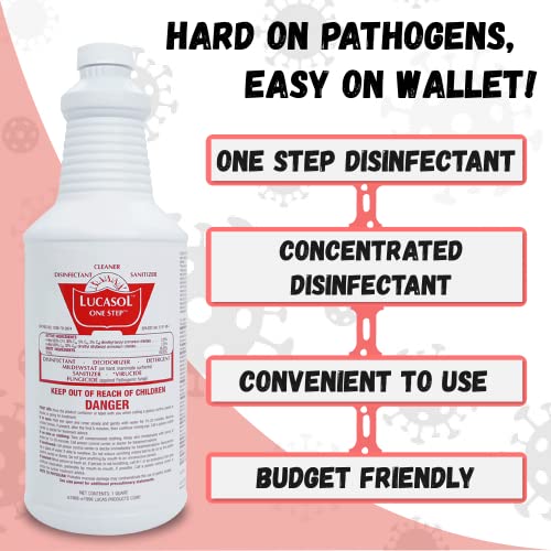 Lucasol One Step Disinfectant, 1 Quart (32 Ounce), All Purpose Cleaner Spray For Hospitals, Barber Supplies, Household Essentials, School, Salons, Household Cleaning And More - Image 4