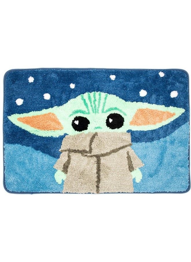 Jay Franco - Star Wars The Mandalorian Blue Space Tufted Polyester Bath Rug Kids Bath Features Baby Yoda Grogu (Official Star Wars Product) - Image 1