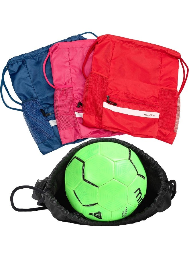 Athletico Drawstring Soccer Bag - Soccer Backpack For Boys or Girls Can Also Carry Basketball or Volleyball (Red) - Image 2
