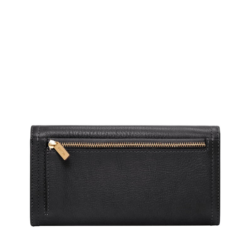Fossil Women's Logan Leather Wallet RFID Blocking Flap Clutch Organizer, Black (Model: SL7833001) - Image 3