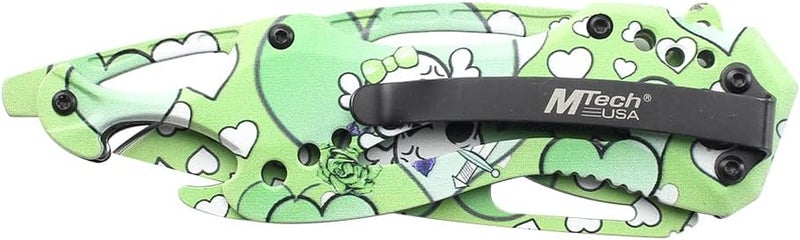 MTECH USA Folding Knife, 3.75-Inch Half-Serrated Blade, Titanium Coating, Glass Breaker, Pocket Clip - Image 4