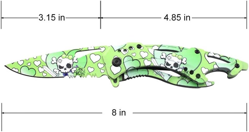 MTECH USA Folding Knife, 3.75-Inch Half-Serrated Blade, Titanium Coating, Glass Breaker, Pocket Clip - Image 3
