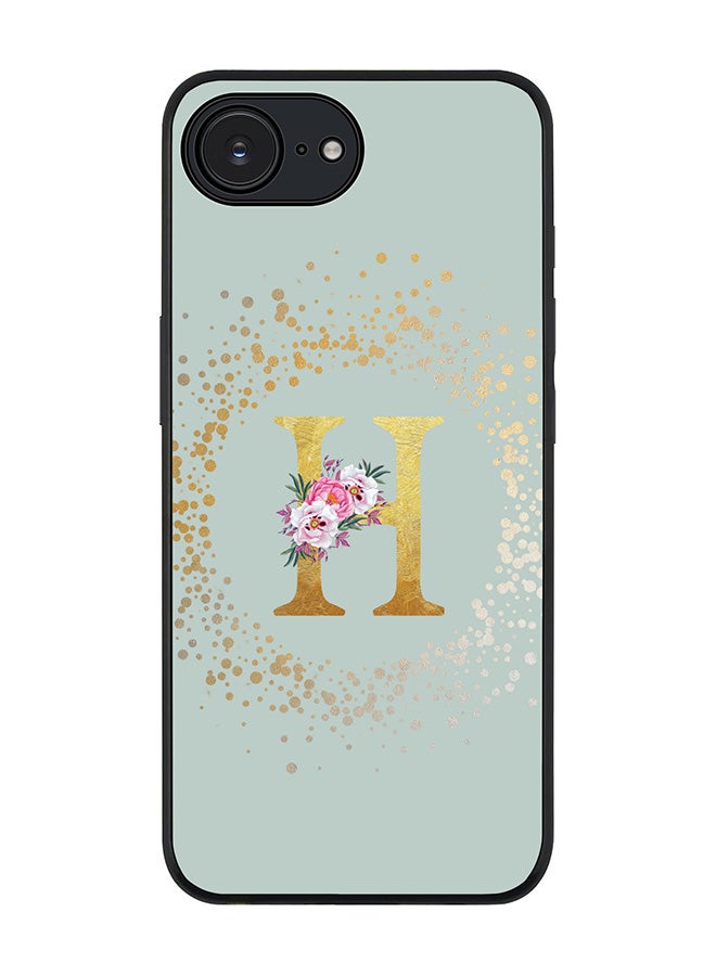 Stylizedd For Apple iPhone 16e Case,Slim fit Camera Protection, Shockproof Thin Phone cover  - Custom Monogram Floral - H  (Light Grey ) - Image 1