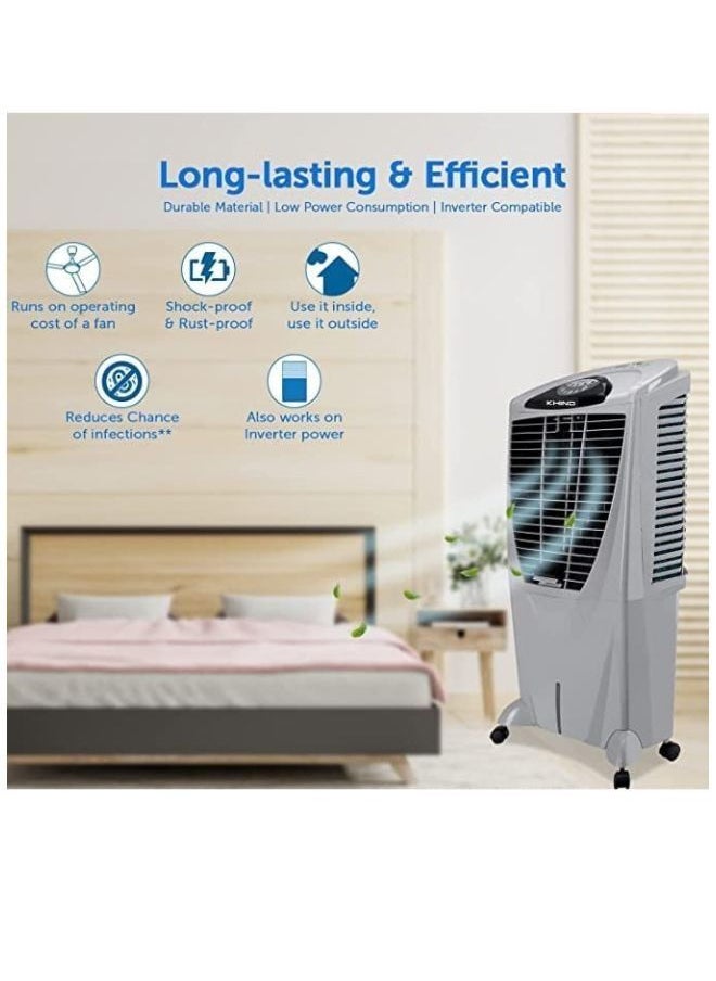 KHIND - KHIND Glacier-4D Desert Cooler with 4 Dimensional Air Intake, Honeycomb Pads, Activated Silver Cation for Fresher Air- (80L, Grey) - Image 1