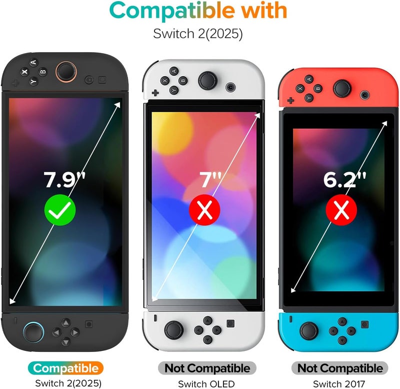 ivoler 3-Pack Screen Protector Tempered Glass for Nintendo Switch 2 Model 2025, Transparent HD Clear Anti-Scratch Screen Protector Skin Accessories Compatible with Nintendo Switch 2, [7.9 inch] - Image 2