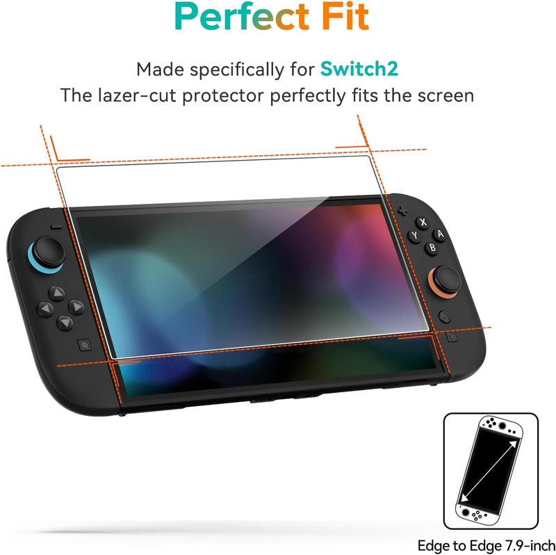 ivoler 3-Pack Screen Protector Tempered Glass for Nintendo Switch 2 Model 2025, Transparent HD Clear Anti-Scratch Screen Protector Skin Accessories Compatible with Nintendo Switch 2, [7.9 inch] - Image 3