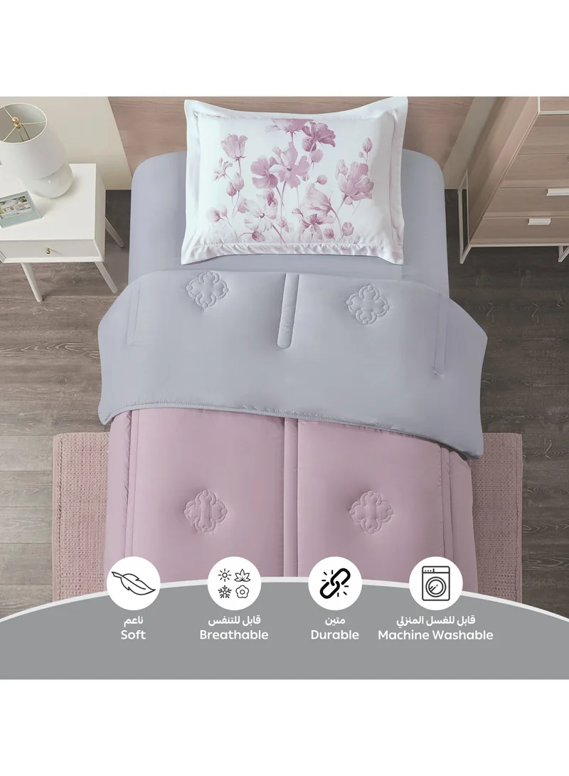 Donetella Bedding Comforter Set, Single Size 170x230 cm - 2-Pcs Digital Print Quilted Bed Set, Microfiber Fabric - 1 Comforter And  1 Pillow Sham