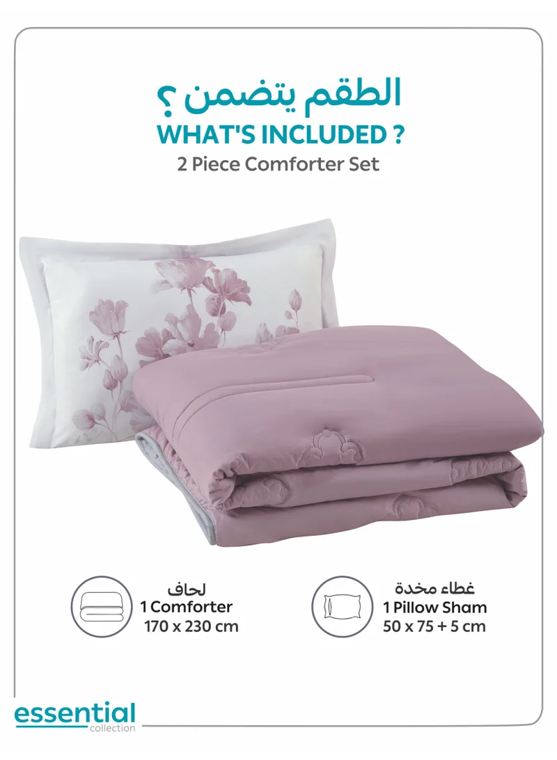 Donetella Bedding Comforter Set, Single Size 170x230 cm - 2-Pcs Digital Print Quilted Bed Set, Microfiber Fabric - 1 Comforter And  1 Pillow Sham