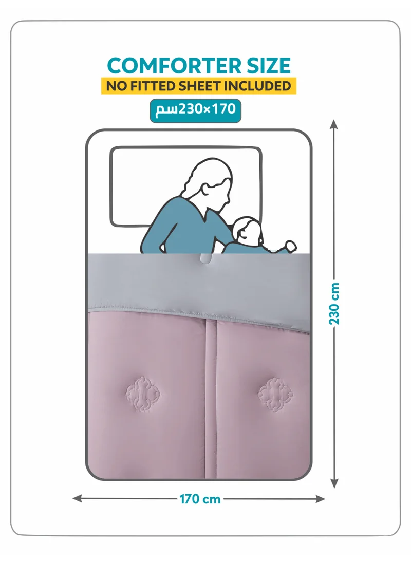 Donetella Bedding Comforter Set, Single Size 170x230 cm - 2-Pcs Digital Print Quilted Bed Set, Microfiber Fabric - 1 Comforter And  1 Pillow Sham