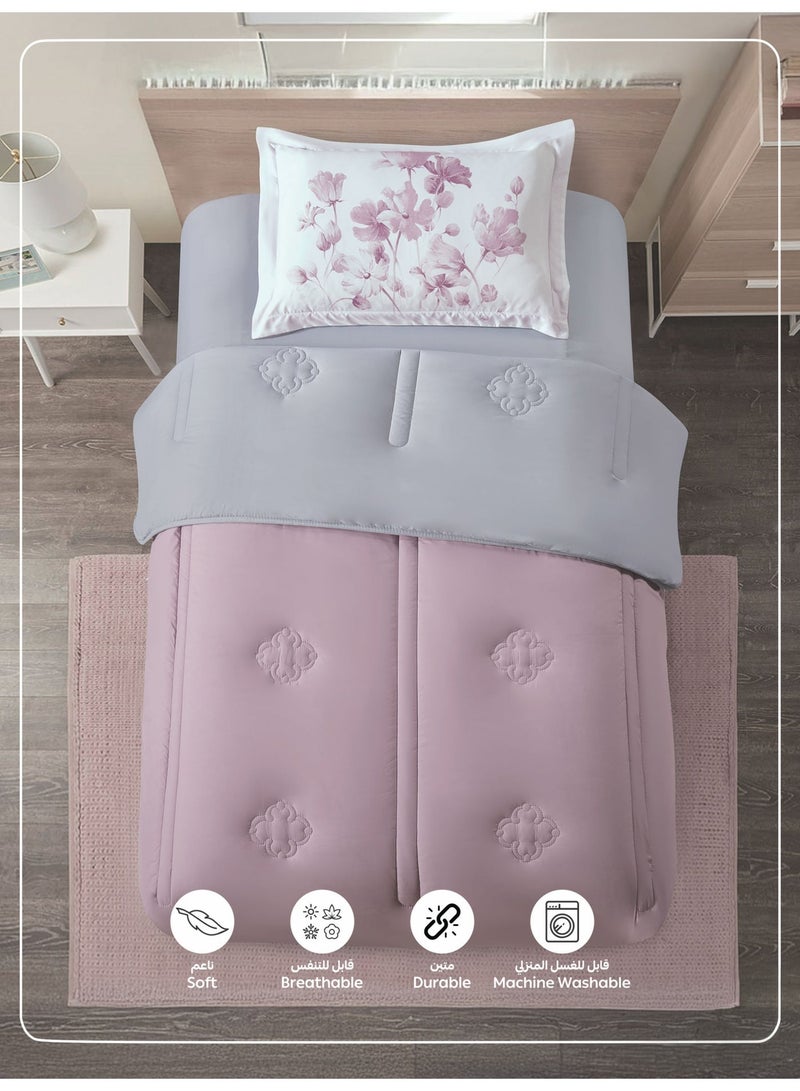 Donetella Bedding Comforter Set, Single Size 170x230 cm - 2-Pcs Digital Print Quilted Bed Set, Microfiber Fabric - 1 Comforter And  1 Pillow Sham - Image 5