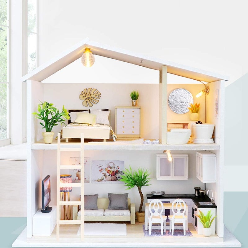 comfrt 1:12 Miniature Ladder Mini Wood Doll House Ladder Furniture Staircase Model DIY Dollhouse Furniture for Doll House Accessories - Image 2