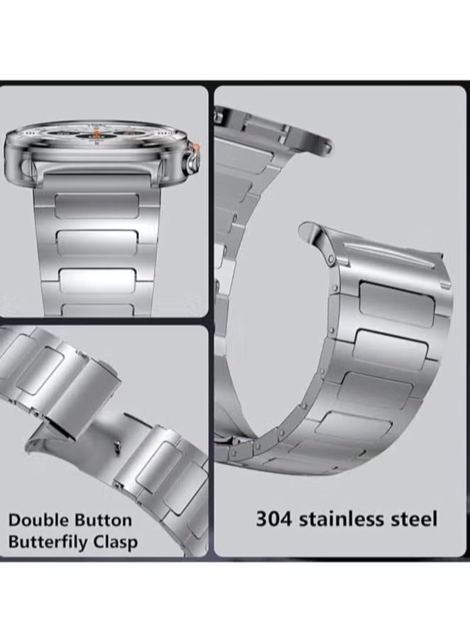 ELTRAZONE Premium Stainless Steel Band for Samsung Galaxy Watch Ultra 47mm (2024) – No-Gap Adjustable Metal Strap – Sleek & Comfortable Business Wristband for Galaxy Watch 7 Ultra 47mm – Durable Silver Replacement Bracelet for Men  - Image 4
