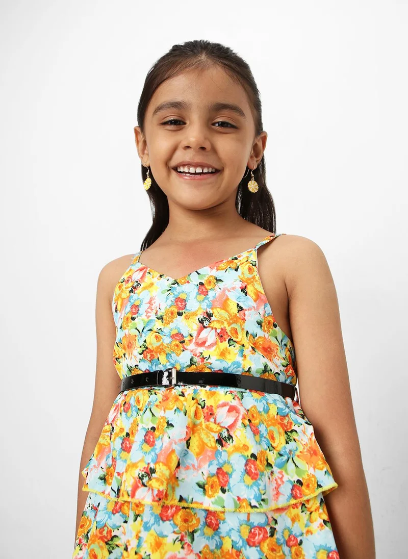 Nautinati Floral Tiered Dress