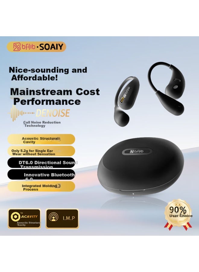 Soaiy Bfb St6pro Open-ear Bluetooth Earphones True Wireless Long Battery Life Non-in-ear Running Music Call Noise Reduction Apple Huawei Xiaomi Universal Black - Image 1