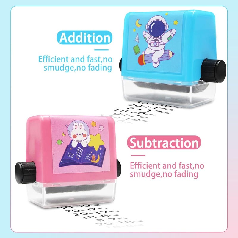 OneNine Math Roller Stamp for Kids, 4pcs Reusable Addition Subtraction Multiplication Division Teaching Stamps within 100 Math Practice Questions Learning Toy for Preschool Kindergarten Home School - Image 5