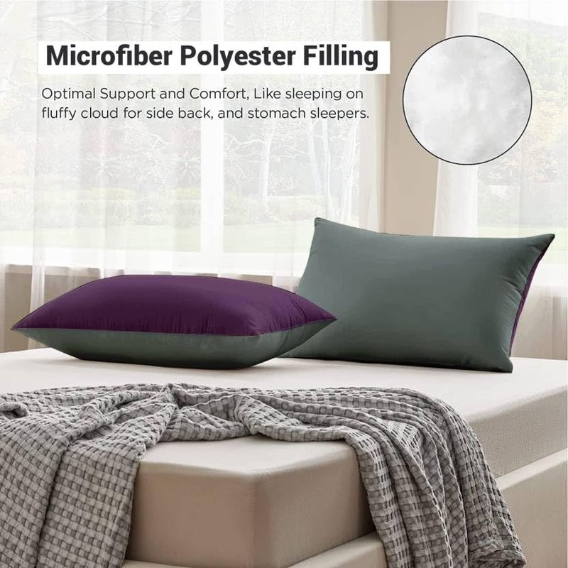 Texlux Microfiber Pillow Set of 2 for Sleeping 16 Inch X 26 Inch Grey Wine - Image 4