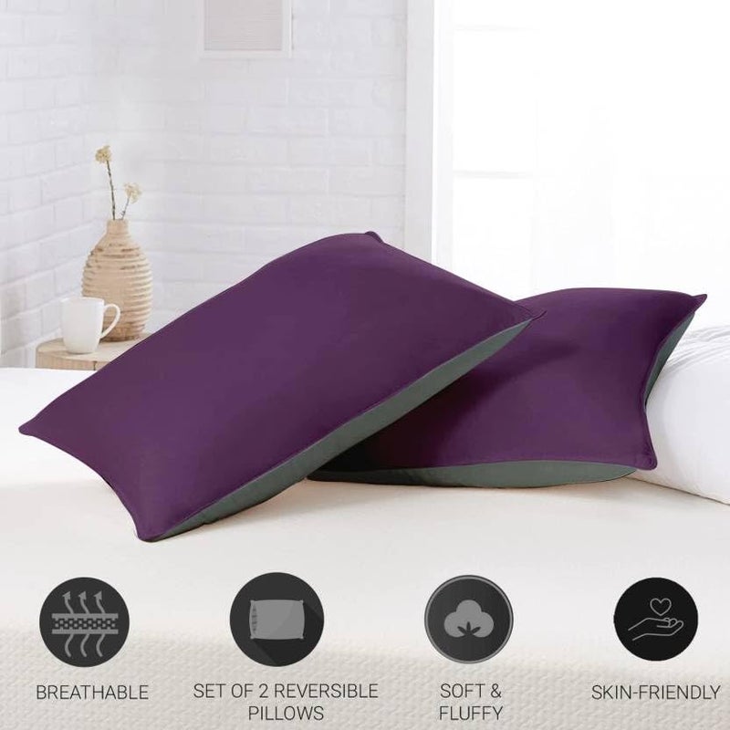 Texlux Microfiber Pillow Set of 2 for Sleeping 16 Inch X 26 Inch Grey Wine - Image 3
