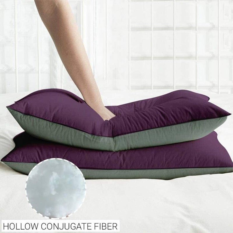 Texlux Microfiber Pillow Set of 2 for Sleeping 16 Inch X 26 Inch Grey Wine - Image 2