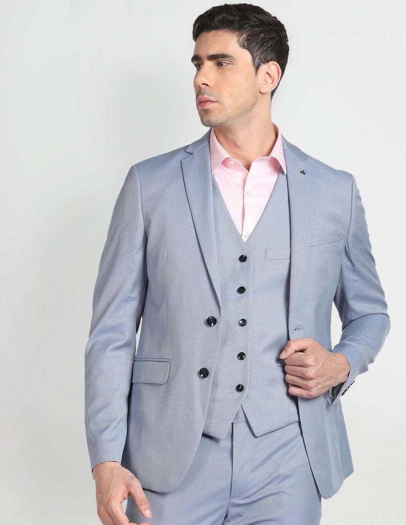 Arrow Tailored Regular Fit Three Piece Suit Grey Blue - Image 2