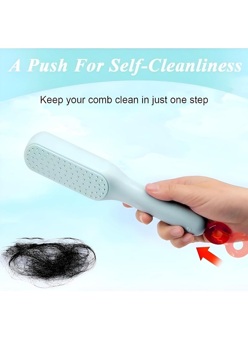 فرشاة شعر متعددة الوظائف ذاتية التنظيف للنساء - مشط تدليك مضاد للكهرباء الساكنة لفك تشابك الشعر بشعيرات ناعمة - فرشاة شعر غير مؤلمة للشعر الطويل والقصير والمجعد والمموج والمستقيم - فرشاة شعر أنيقة قابلة للسحب وسهلة التنظيف (متعددة الألوان، قطعة واحدة) - Image 3