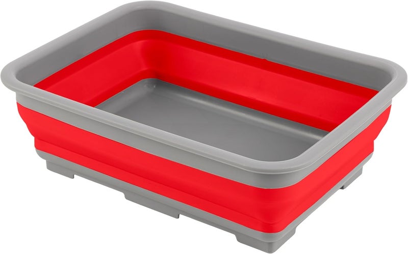 Wakeman Red Outdoors Collapsible Multiuse Wash Bin - Portable Wash Basin, Dish Tub, Ice Bucket - Image 1